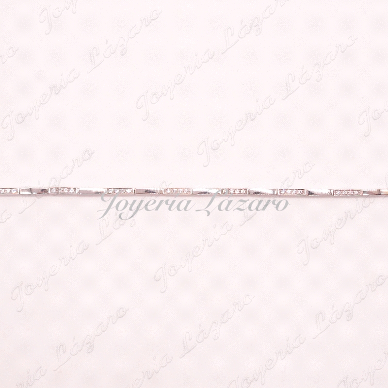 PULSERA SRA.18KTS BL. PIEZAS RECTANGULARES CIRCO Y LISAS