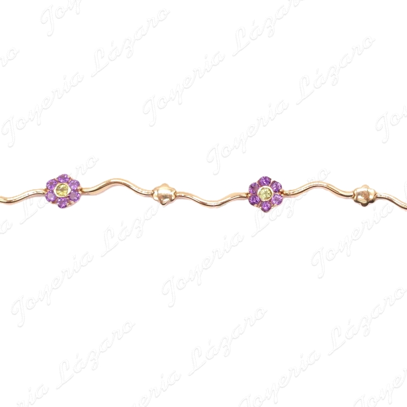PULSERA SRA.18KTS FLORES AMATISTA