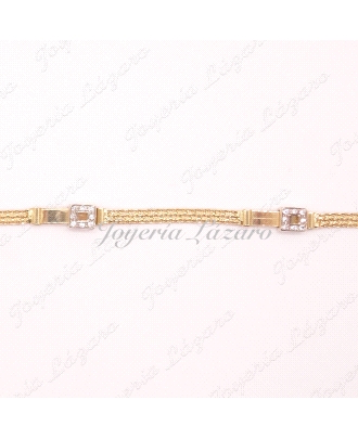 PULSERA SRA. 18KTS 3 cuadrados CIRCO.