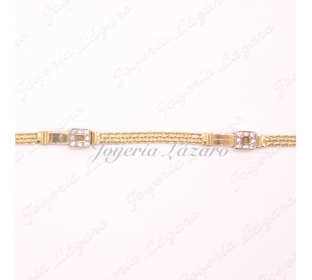 PULSERA SRA. 18KTS 3 cuadrados CIRCO.