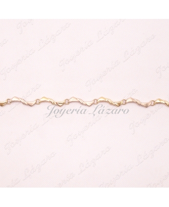 PULSERA 18KTS MIEZAS MATE/BRILLO CON ASAS ENTRE PIEZAS
