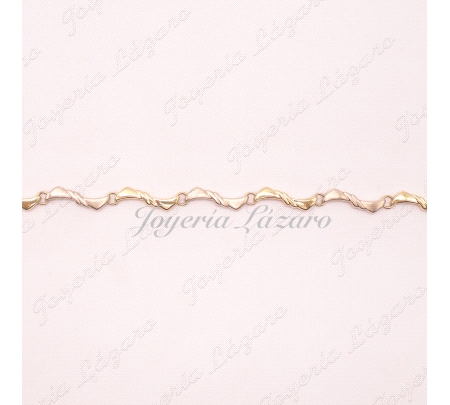 PULSERA 18KTS MIEZAS MATE/BRILLO CON ASAS ENTRE PIEZAS