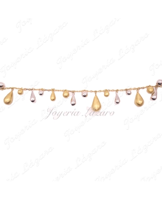 PULSERA SRA.18KTS BICOLOR CHUPONES MATE Y BRILLO COLGANTES