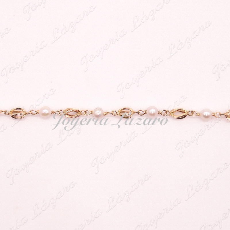 PULSERA ORO 18KTS PERLAS JAULAS