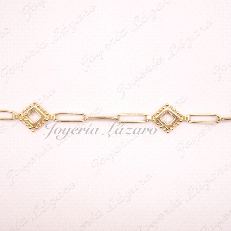 PULSERA ORO SRA.18KTS CUADRADOS CON BOLITAS