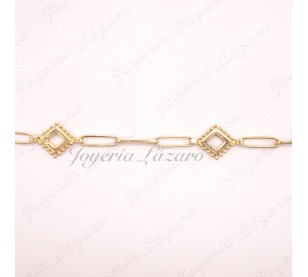 PULSERA ORO SRA.18KTS CUADRADOS CON BOLITAS