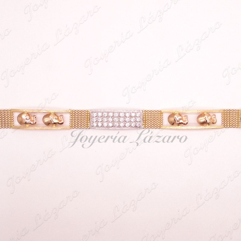 PULSERA SRA. ORO18KTS BICOLOR ELEFANTES