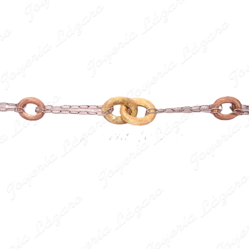 PULSERA ORO 18KTS TRICOLOR OVALOS