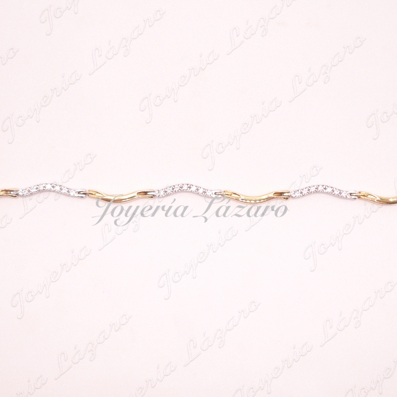 PULSERA 18KTS BICOLOR CURVA CIRCO