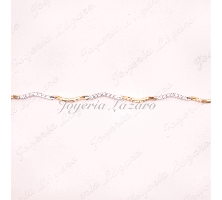 PULSERA 18KTS BICOLOR CURVA CIRCO
