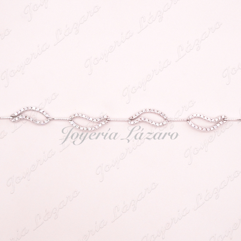 PULSERA 18KTS BL.CIRCO. MOTIVOS CALADOS CON CIRCO Y LAMINAS ENTRE PIEZ