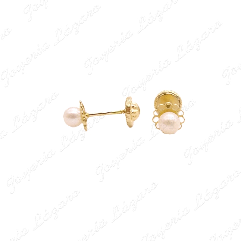 PEND. TORN. ORO 18 KTS CERCO FLOR PERLA CENTRO 5MM