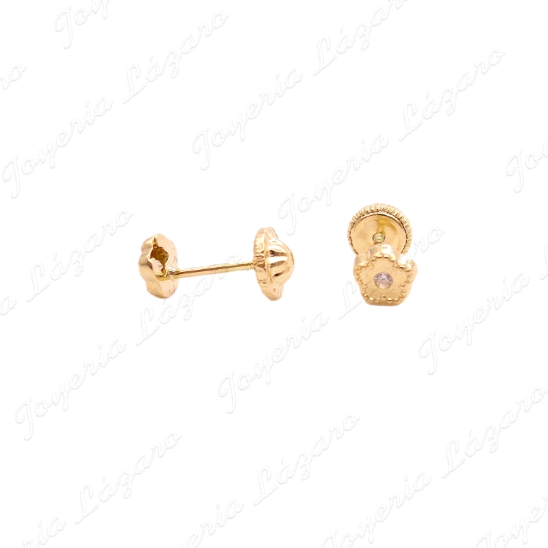 PEND. TORN. ORO 18 KTS FLOR ESPEJO 4MM