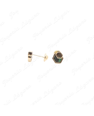 PEND. TORN. ORO 18 KTS EXAGONAL PIEDRA MALAQUITA