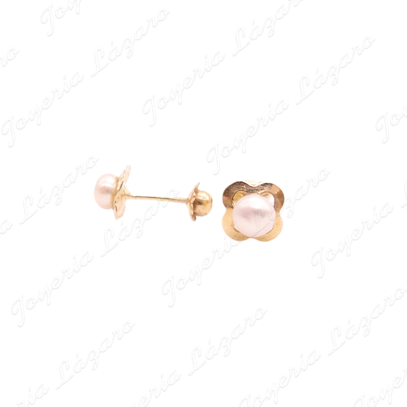 PEND. TORN. ORO 18 KTS FLOR PERLA BOTON CULTIVADA 4MM