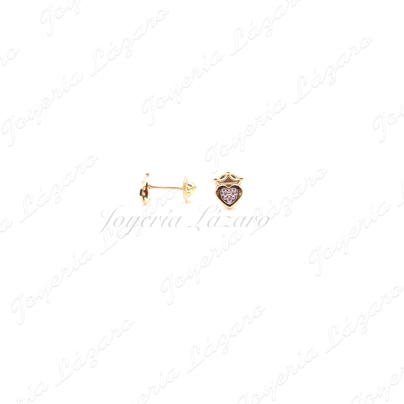 PEND. TORN. ORO 18 KTS CORAZON CON CORONA CIRCONITAS