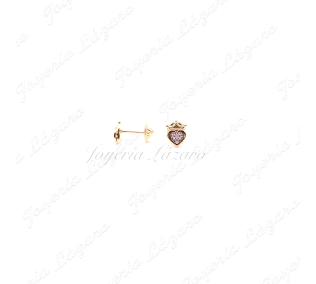 PEND. TORN. ORO 18 KTS CORAZON CON CORONA CIRCONITAS