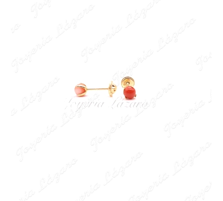 PEND. TORN. ORO 18 KTS BOLITA CORAL 4MM