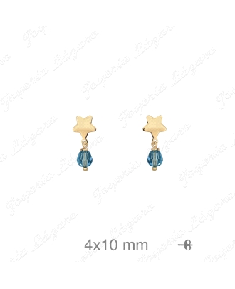 PEND. PRES. ORO 18 KTS ESTRELLA BOLA AZUL 5MM