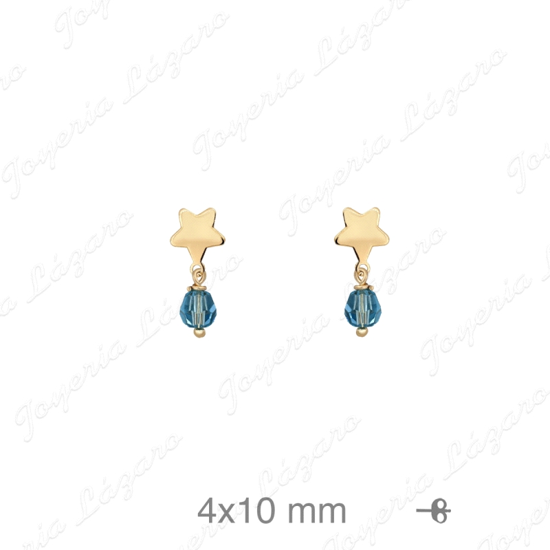 PEND. PRES. ORO 18 KTS ESTRELLA BOLA AZUL 5MM