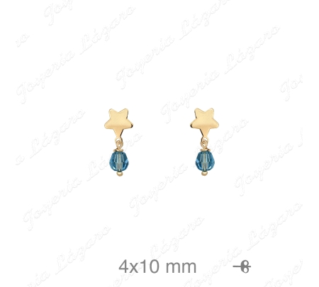 PEND. PRES. ORO 18 KTS ESTRELLA BOLA AZUL 5MM