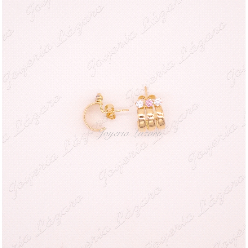 ORO 18 KTS PENDIENTES SEÑORA EARL CUFF 2 CIRCO +1ROSA