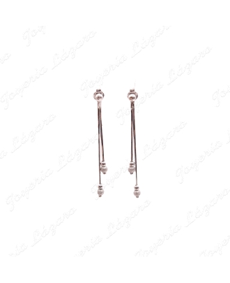 PEND. 18KTS BLANCO LARGOS 2 HILOS + 2 BOLITAS BRILLO Y MATE