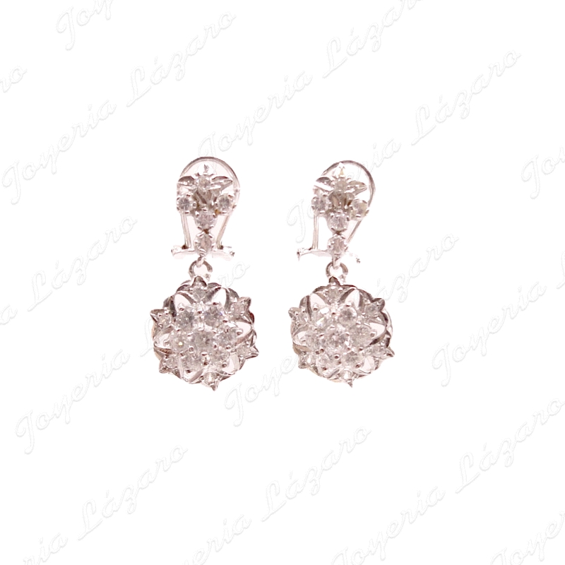 PEND. 18KTS BLANCO ROSETON CIRCONITAS+FLOR CIRCO, C. OMEGA