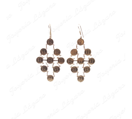 PENDIENTE 18KTS MONEDAS CAIRELERIA