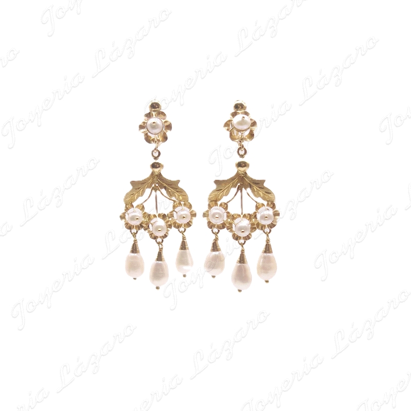 PEND. LARGOS ORO 18 KTS GITANILLAS PERLA CHUPON