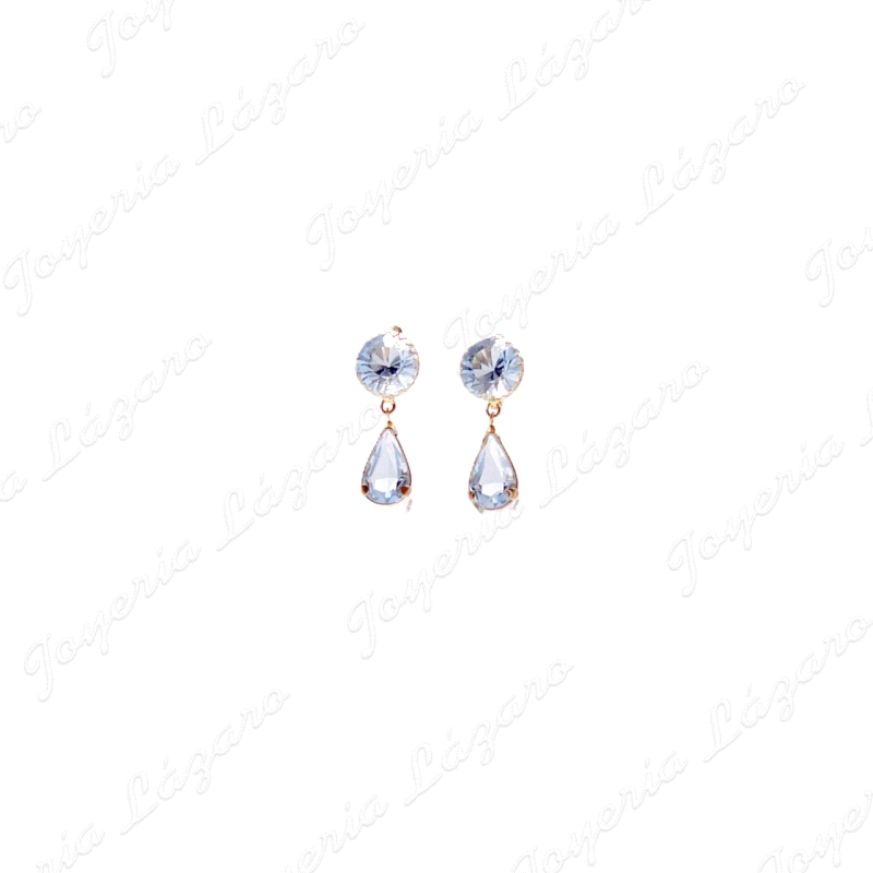 PEND. LARGOS ORO 18 KTS 23MM, LAGRIMA AZUL