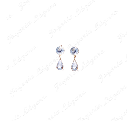 PEND. LARGOS ORO 18 KTS 23MM, LAGRIMA AZUL