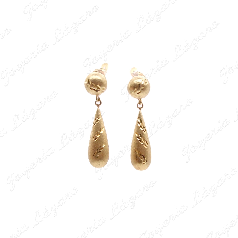 PEND. 18KTS CAT. LARGO BOLA+CHUPON MATE TALLADO