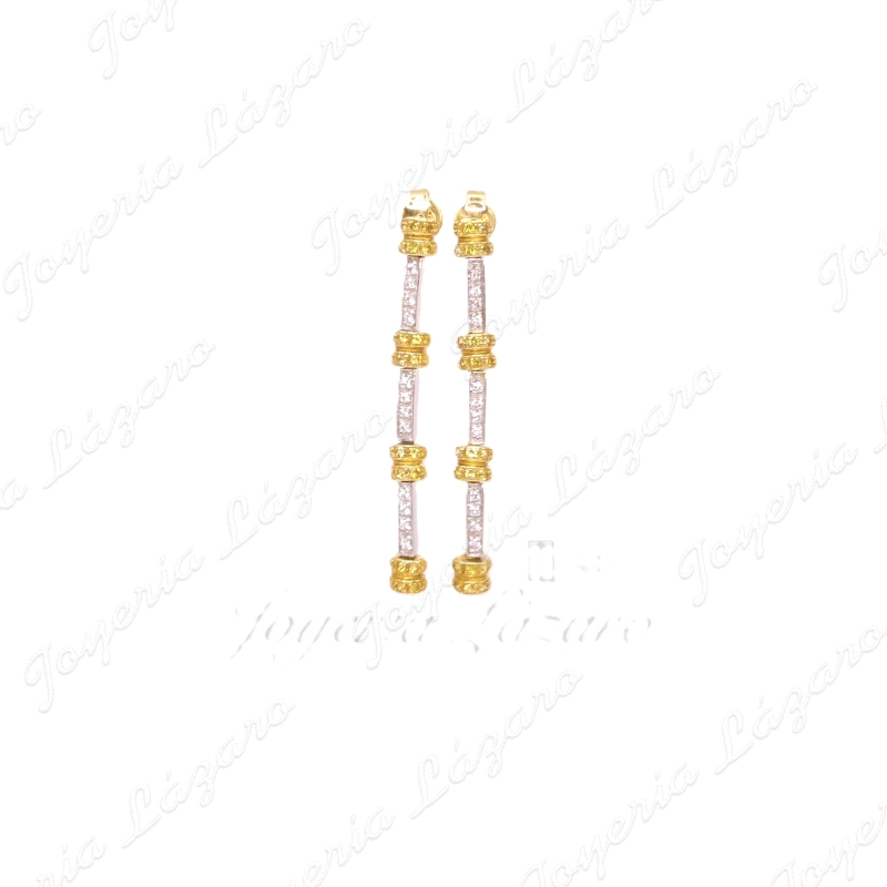 PEND. 18KTS LARGO BICOLOR CIRCO ENTREPIEZAS