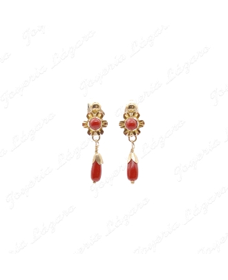 PEND. CORAL/SIMIL ORO 18 KTS 20MM ARQUILLO+CHUPON C. CAT.