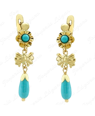 PEND. TURQUESA/SIMIL ORO 18 KTS 28MM ARQUILLO LAZO HUECO C. CAT.