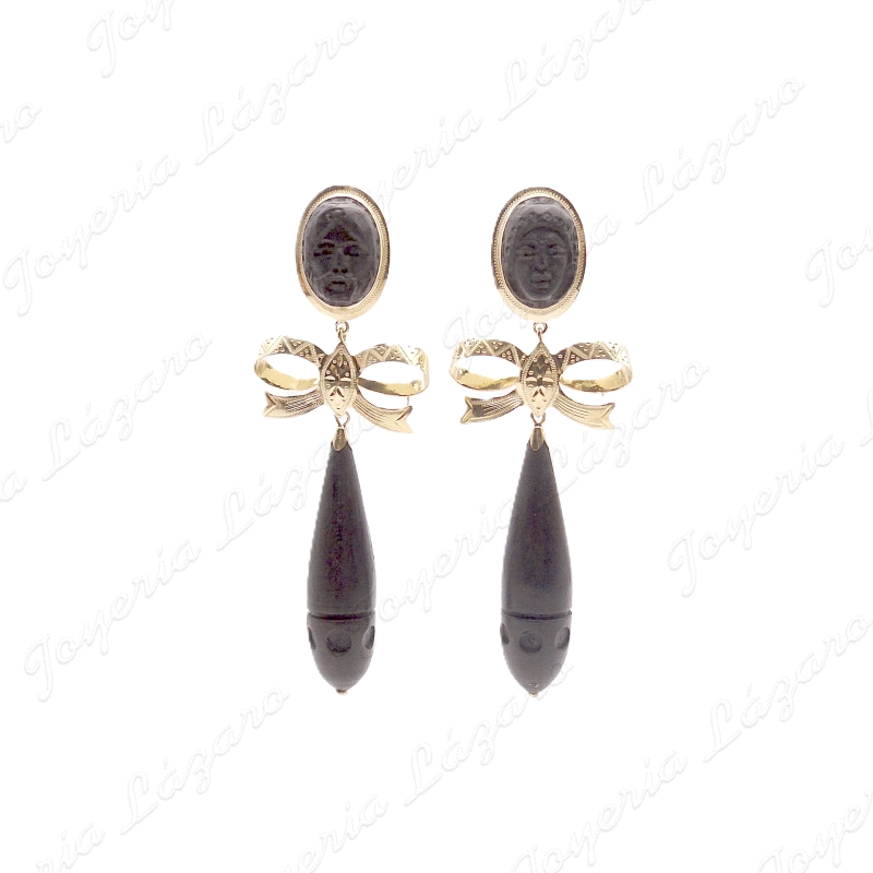 PEND. ORO 18 KTS EBANO/PALOSANTO CARA+LAZO+CHUPON LISO C. OMEGA