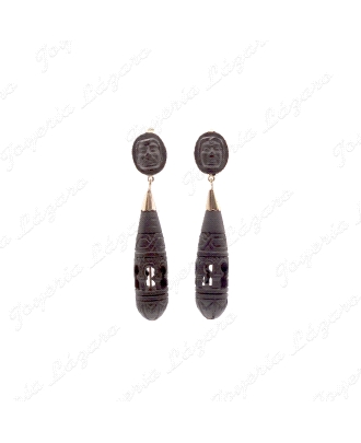 PEND. ORO 18 KTS EBANO/PALOSANTO, 54MM SIN LAZO C. CATALAN