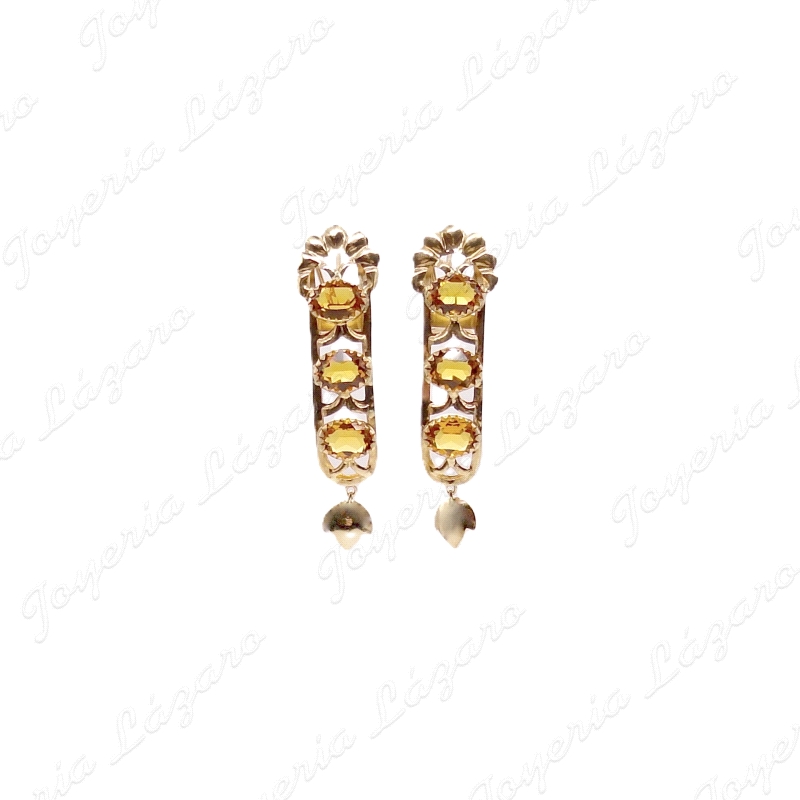 PEND. CORAL/SIMIL ORO 18 KTS SEMAFORO AMARILLO 4CM