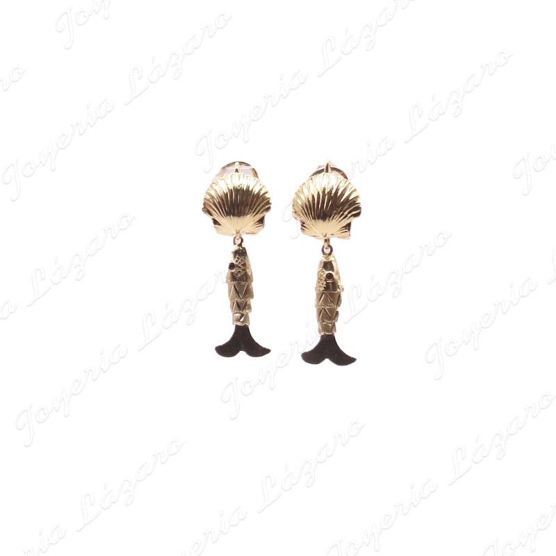 PEND. CORAL/SIMIL ORO 18 KTS PEZ+ VIEIRA EN LOBULO 3.5CM