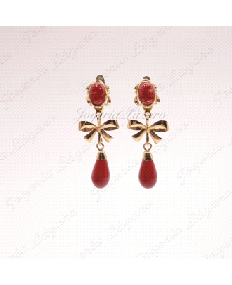 PEND. CORAL/SIMIL ORO 18 KTS 30MM ROJOS CARITA 6X4+LAZO