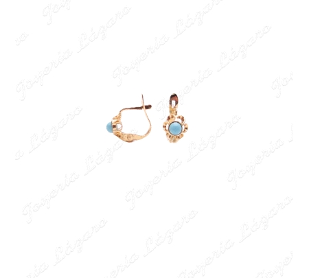 PEND. CORALINA ORO 18 KTS ARQUILLO 6mm  BEBE AZUL, CIERRE CATALAN