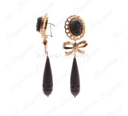 ORO 18 KTS PEND. PALOSANTO, EBANO CHUPONES LISOS