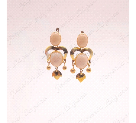 ORO 18 KTS PENDIENTES CORAL BL,