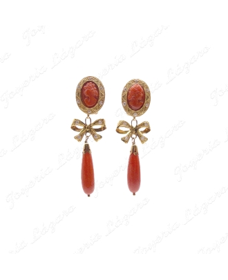 PEND. 18KTS CORAL FINO LAZO CHUPONES OMEGA