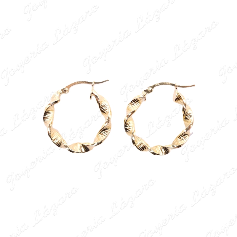 PEND. AROS ORO 18 KTS RIZADOS 21MM EXT. TALLADOS RAYAS