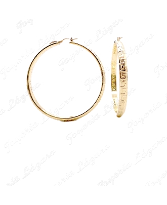 PEND. AROS ORO 18 KTS GRAZZIELA 1/2CAÑA 3X58MM INT, 6MM ANCHO GRECA