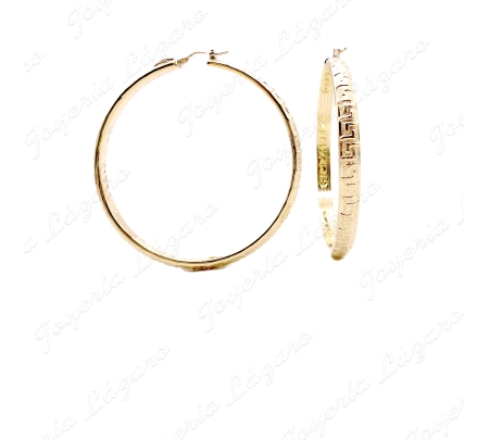 PEND. AROS ORO 18 KTS GRAZZIELA 1/2CAÑA 3X58MM INT, 6MM ANCHO GRECA