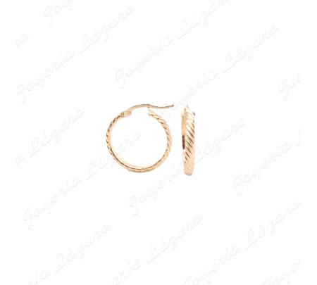 PEND. AROS ORO 18 KTS 1/2 CAÑA TRENZADO 3MMX16