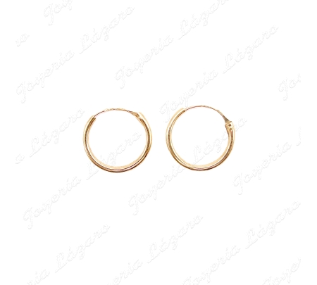 PEND. AROS ORO 18 KTS LIGERO TUBO SIMPLE, 1.5X14MM